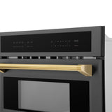 ZLINE Autograph Edition 30 in. 1.6 cu ft. Built-in Convection Microwave Oven in Black Stainless Steel with Polished Gold Accents (MWOZ-30-BS-G)