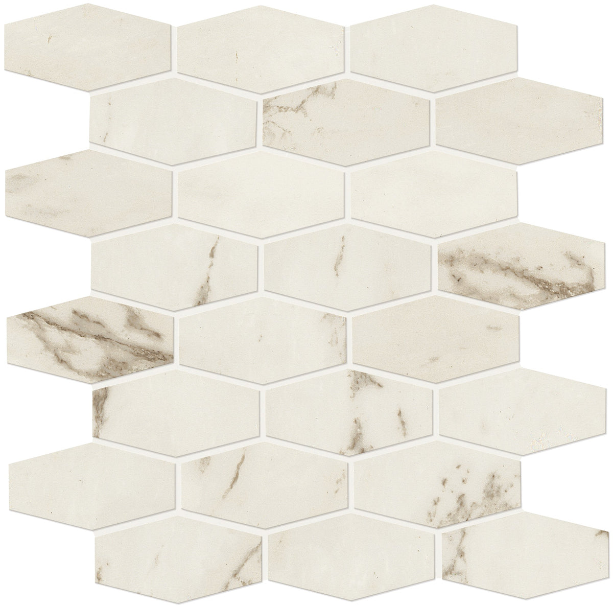 Marazzi Classentino Marble Palazzo White Linear Hexagon 2x3 Matte Mosaic Tile