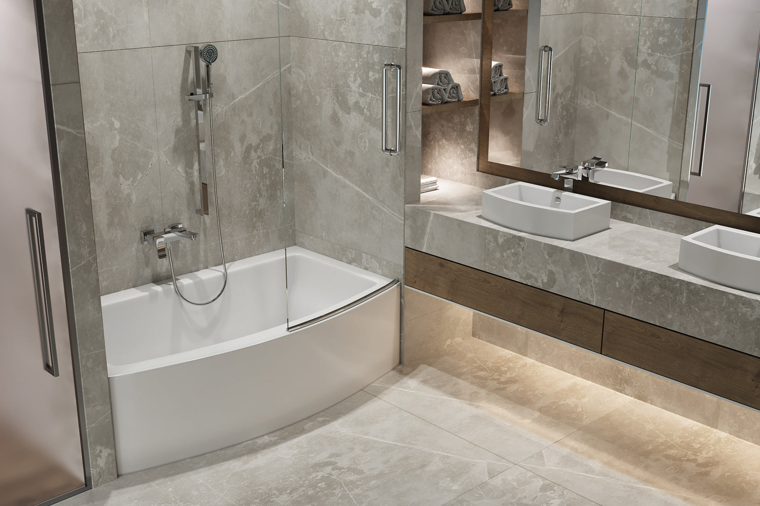 Americh MZ6032TLA2-BI Mezzaluna 6032 ADA Left Hand - Tub Only / Airbath 2 - Biscuit