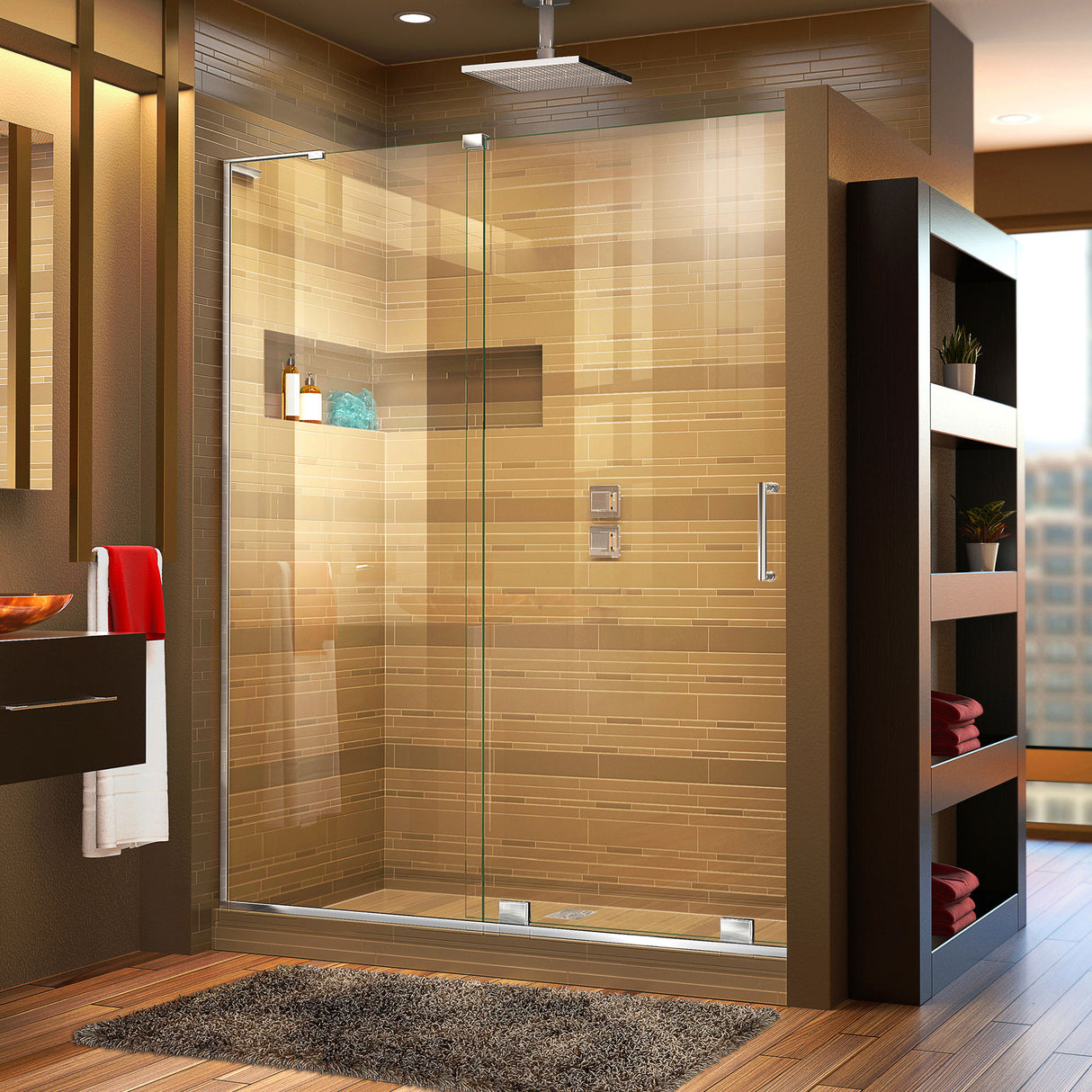 DreamLine Mirage-X 56-60 in. W x 72 in. H Frameless Sliding Shower Door in Chrome; Left Wall Installation