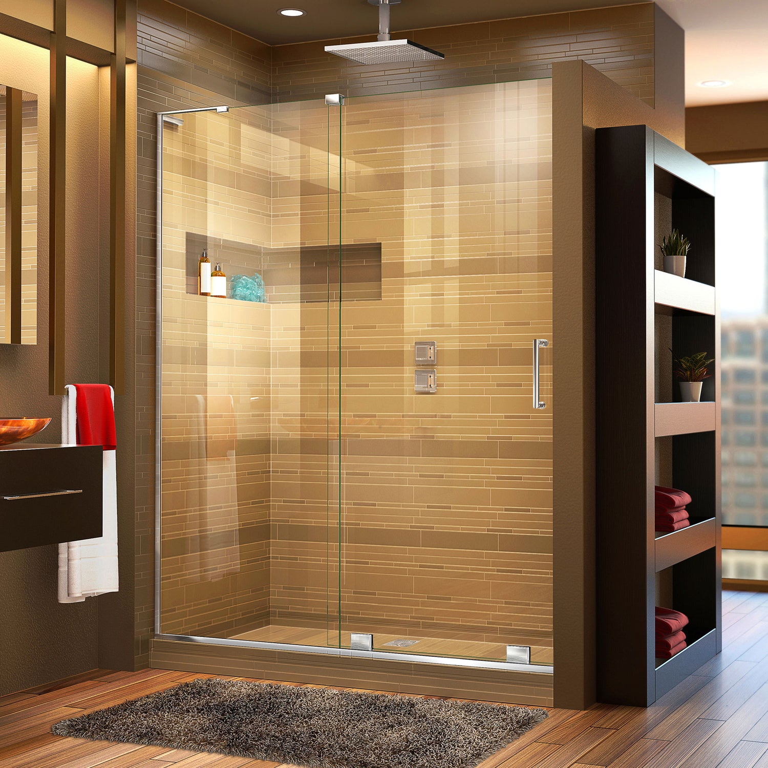 DreamLine Mirage-X 56-60 in. W x 72 in. H Frameless Sliding Shower Door in Chrome; Left Wall Installation