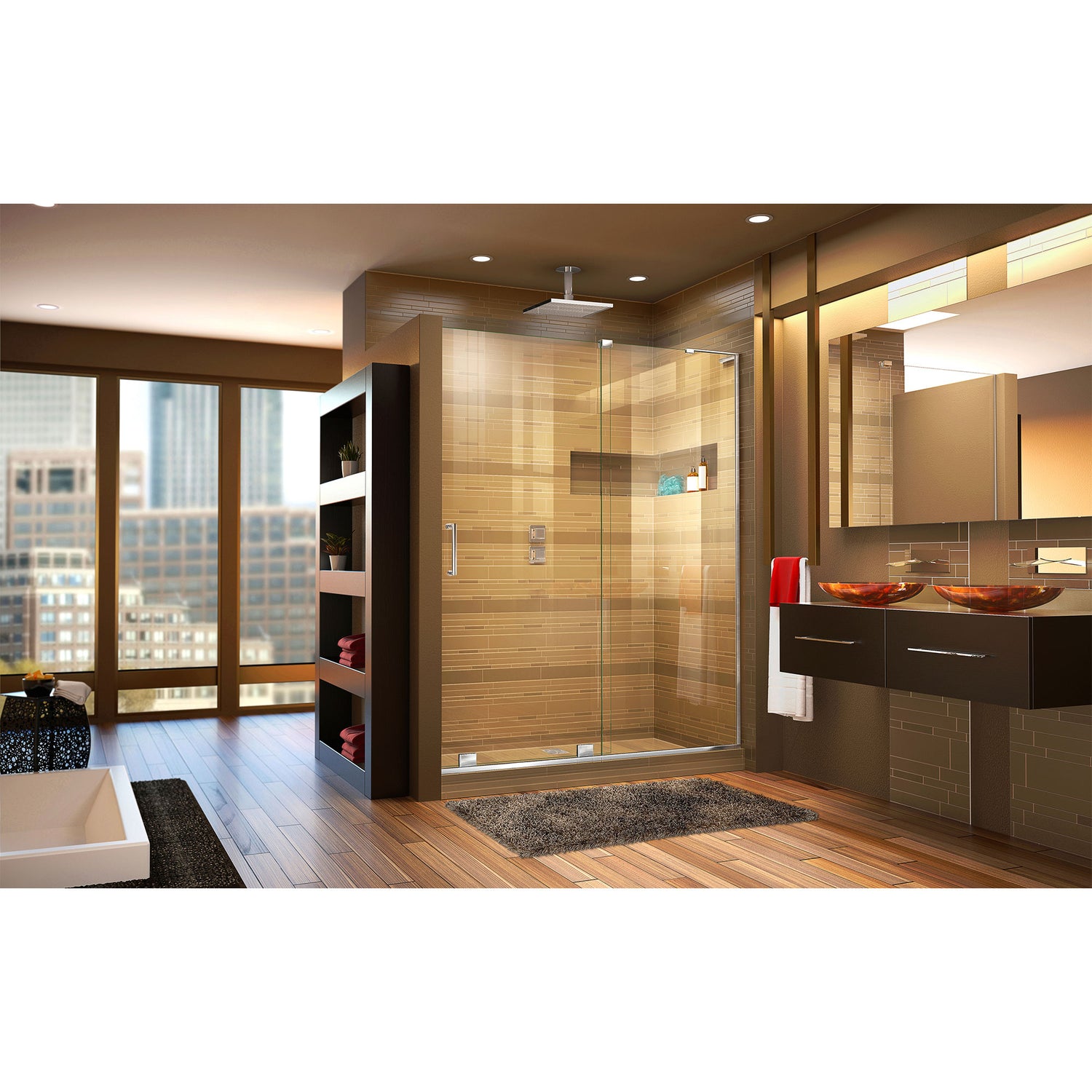 DreamLine Mirage-X 44-48 in. W x 72 in. H Frameless Sliding Shower Door in Chrome; Right Wall Installation