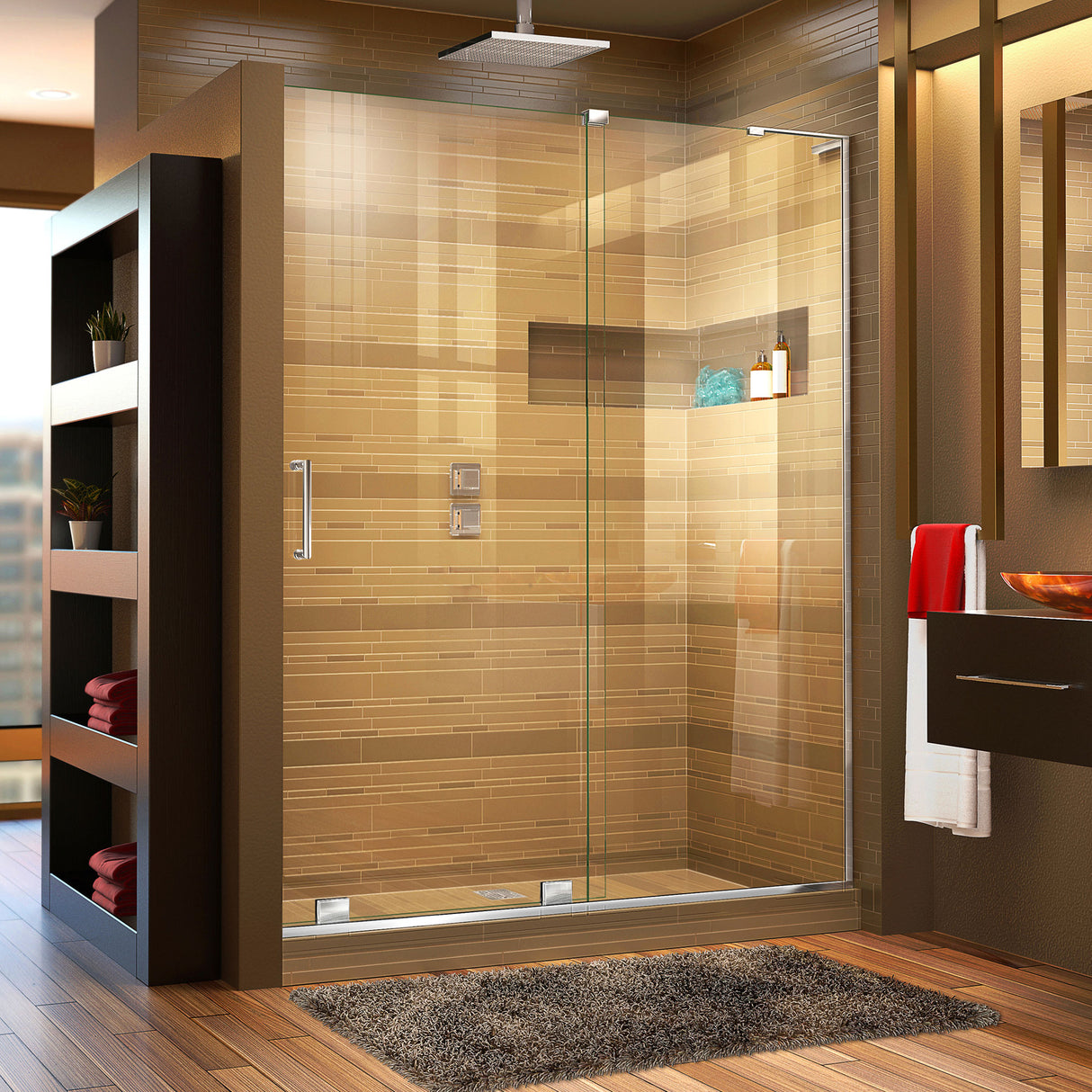 DreamLine Mirage-X 44-48 in. W x 72 in. H Frameless Sliding Shower Door in Chrome; Right Wall Installation