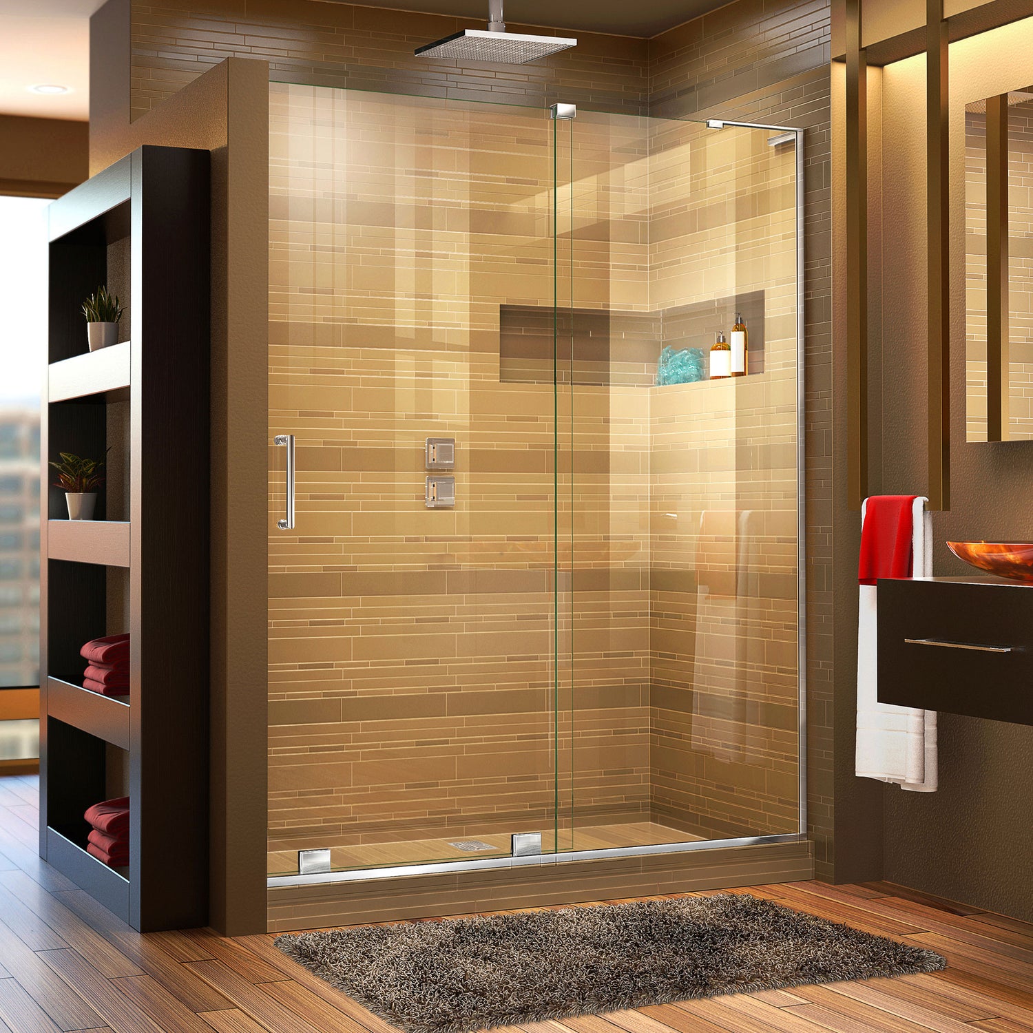 DreamLine Mirage-X 44-48 in. W x 72 in. H Frameless Sliding Shower Door in Chrome; Right Wall Installation