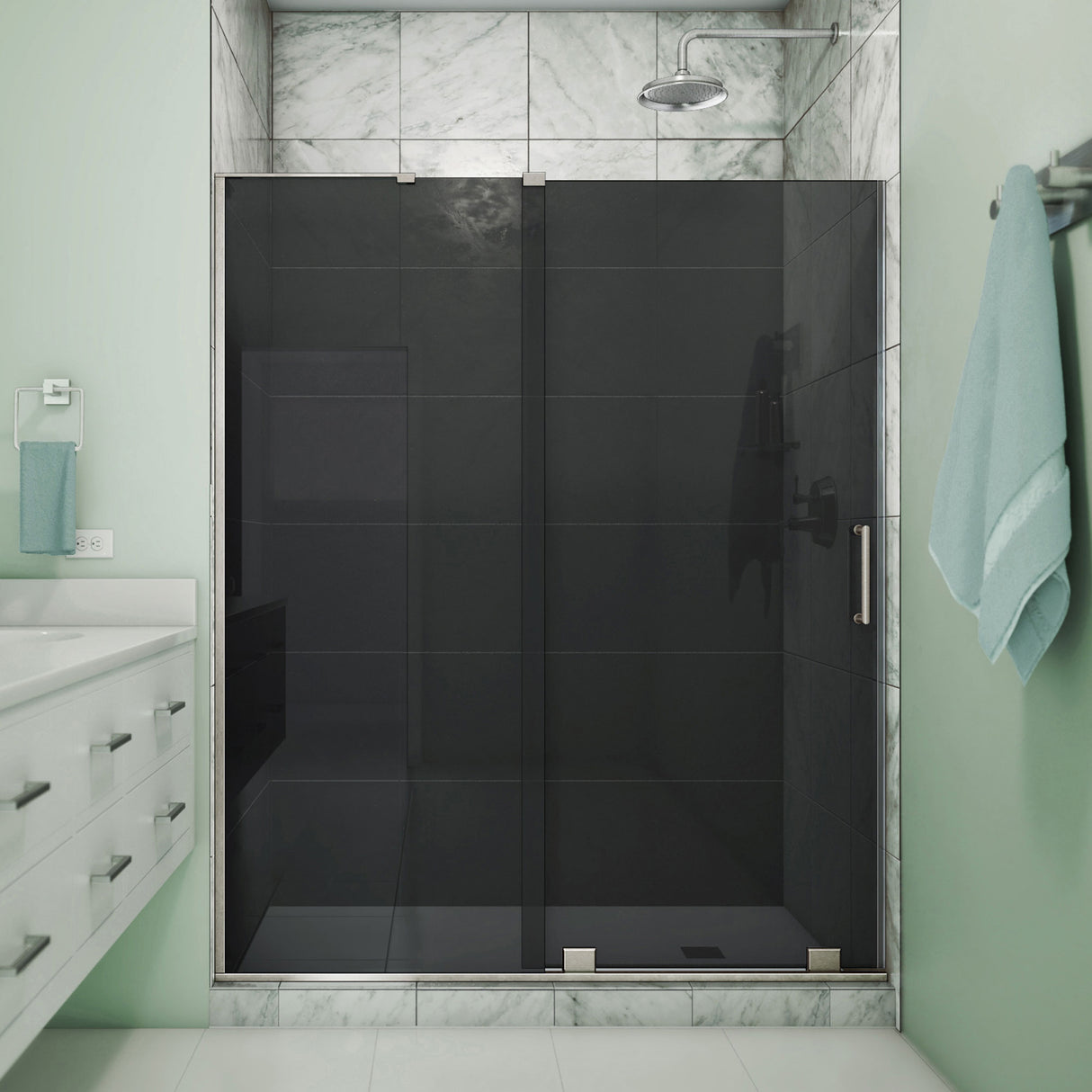 DreamLine Mirage-X 56-60 in. W x 72 in. H Frameless Sliding Shower Door in Brushed Nickel