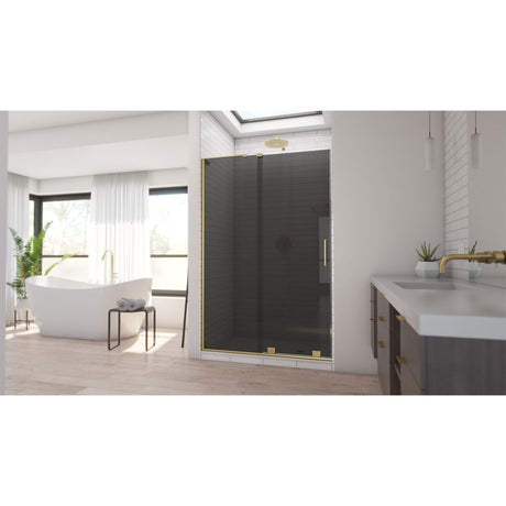 DreamLine Mirage-X 44-48 in. W x 72 in. H Frameless Sliding Shower Door in Brushed Gold and Smoke Gray Glass