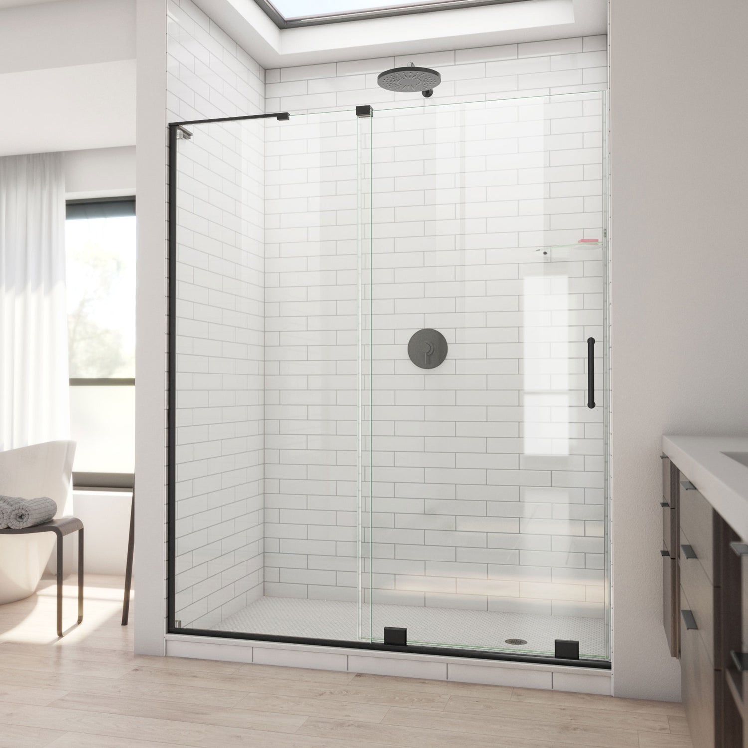 DreamLine Mirage-X 56-60 in. W x 72 in. H Frameless Sliding Shower Door in Satin Black