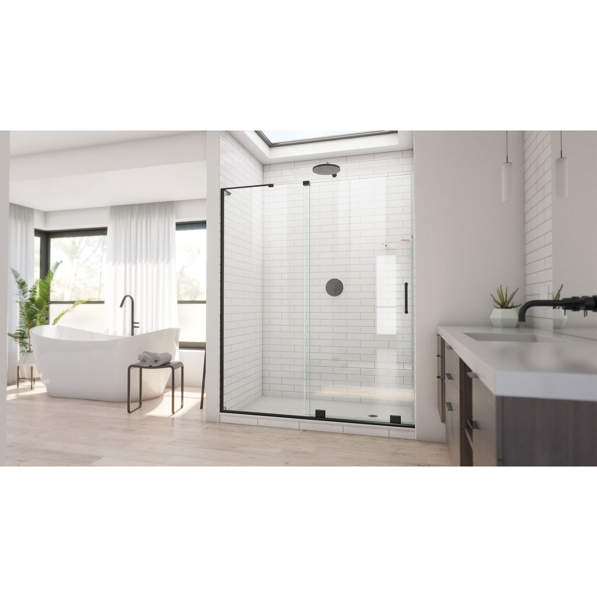 DreamLine Mirage-X 56-60 in. W x 72 in. H Frameless Sliding Shower Door in Satin Black