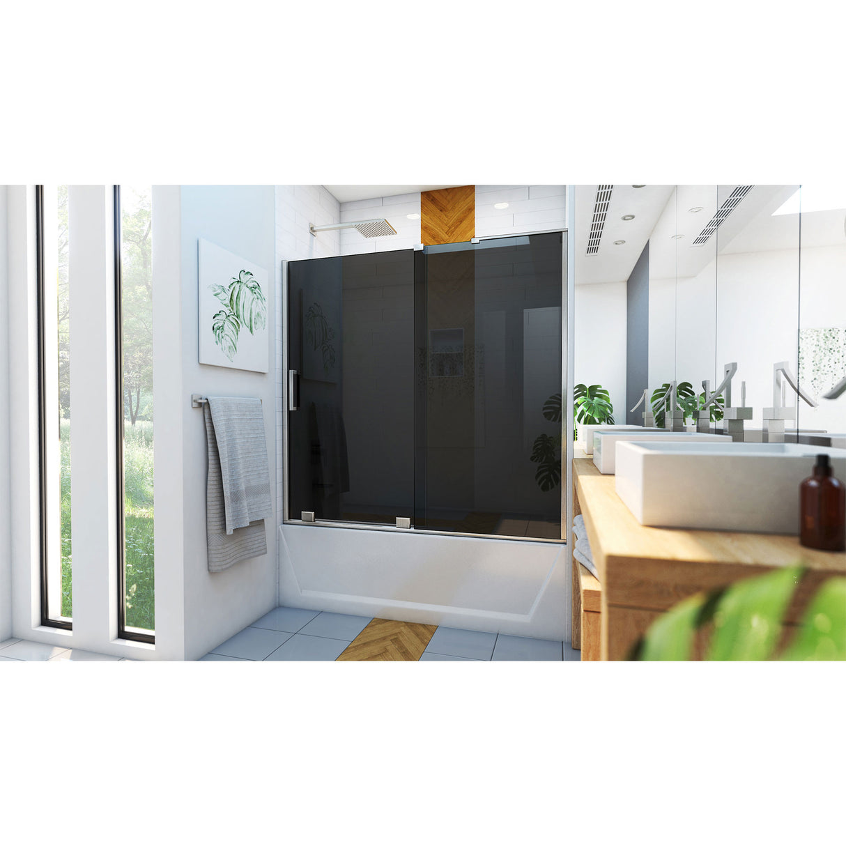 DreamLine Mirage-Z 56-60 in. W x 58 in. H Frameless Sliding Tub Door in Brushed Nickel