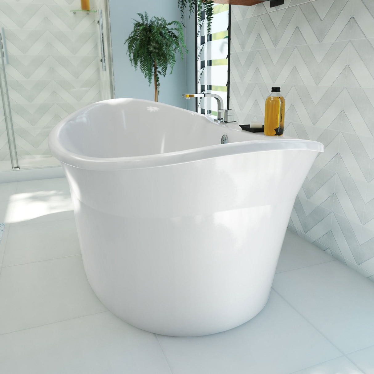 DreamLine Montego 66 in. L x 27 in. H White Acrylic Freestanding Bathtub