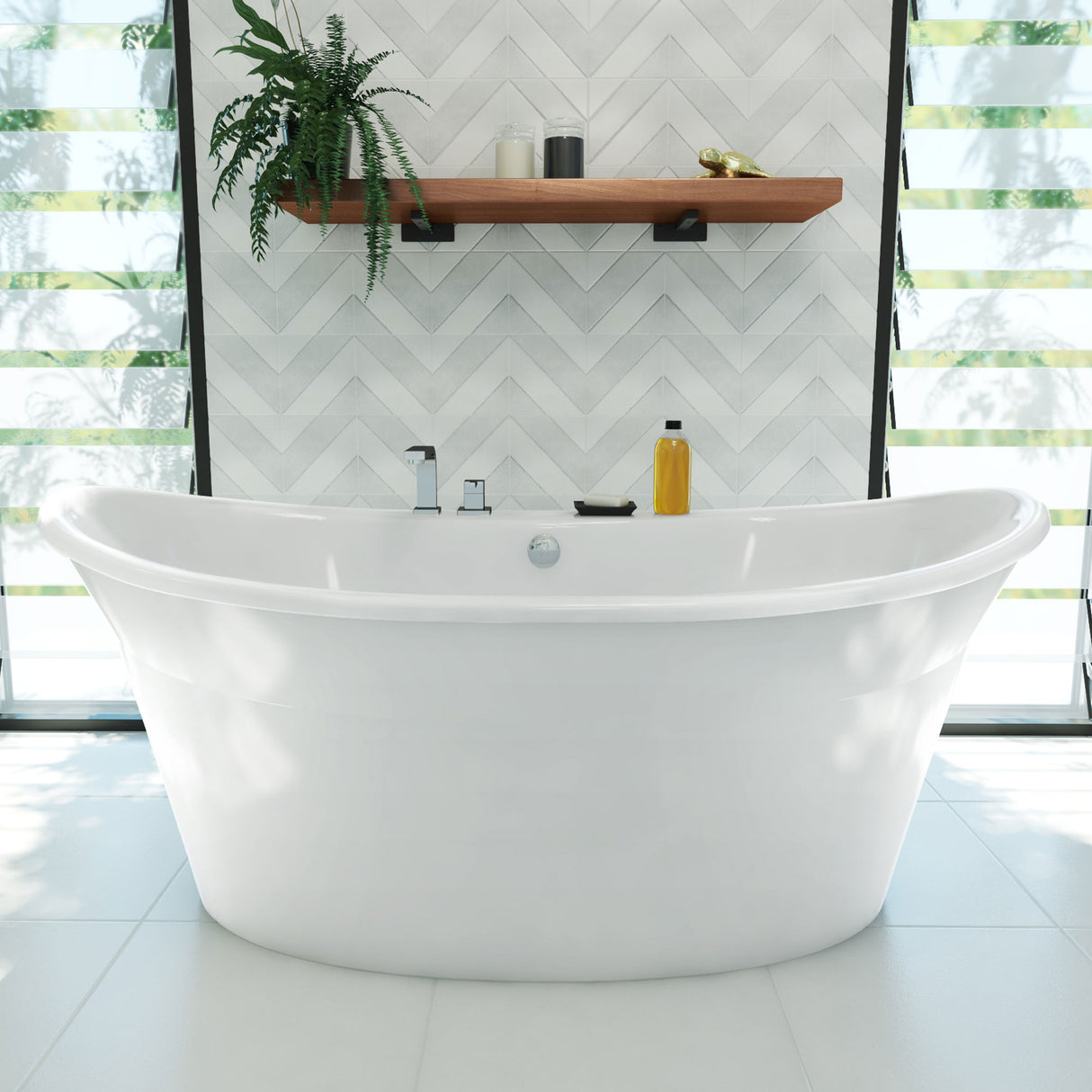 DreamLine Montego 66 in. L x 27 in. H White Acrylic Freestanding Bathtub