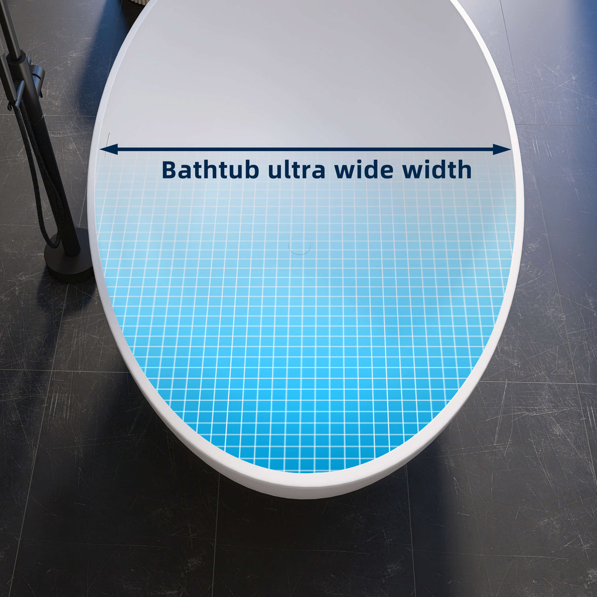 New England Home Goods Malibu 67" Freestanding Tub in White - Stone Resin Solid Surface