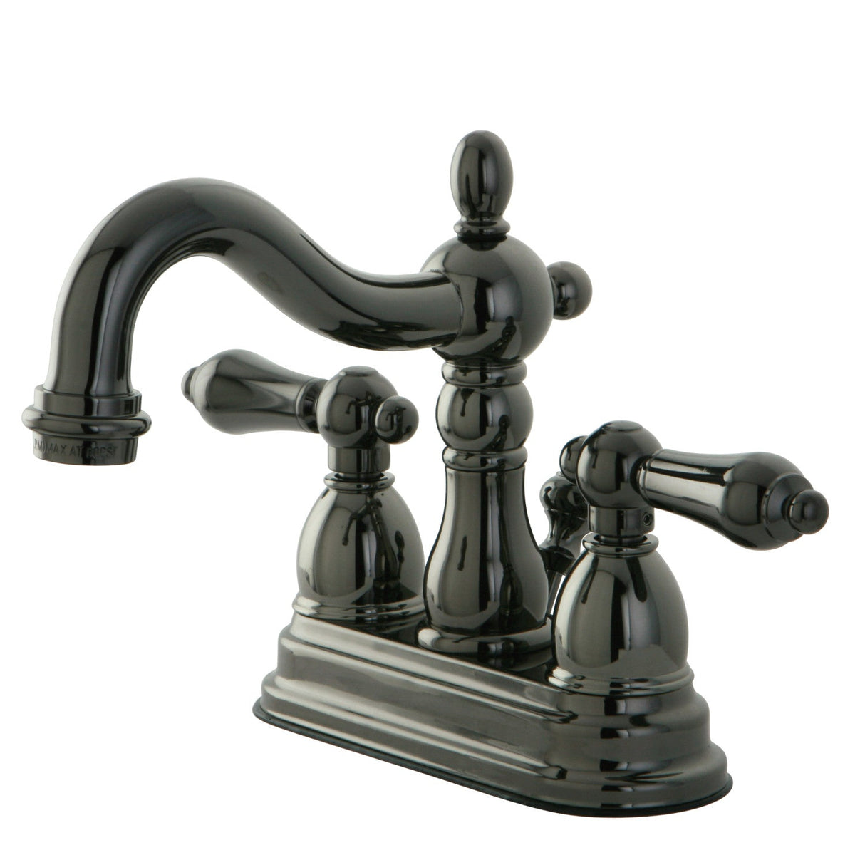 Water Onyx NB1600AL Two-Handle 3-Hole Deck Mount 4" Centerset Bathroom Faucet with Plastic Pop-Up, Black Stainless Steel
