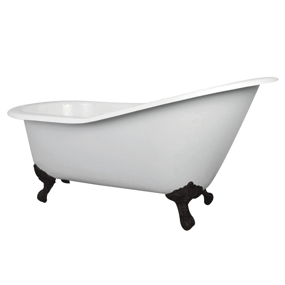 Aqua Eden NHVCT7D653129B0 62-Inch Cast Iron Single Slipper Clawfoot Tub with 7-Inch Faucet Drillings, White/Matte Black