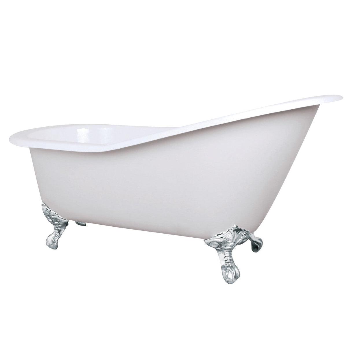 Aqua Eden NHVCTND653129B1 61-Inch Cast Iron Single Slipper Clawfoot Tub (No Faucet Drillings), White/Polished Chrome