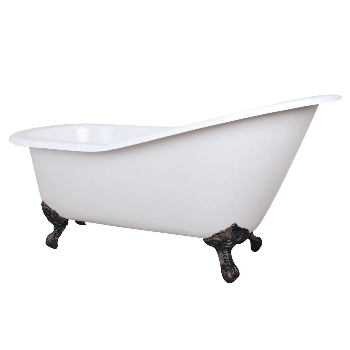 Aqua Eden NHVCTND653129B5 61-Inch Cast Iron Single Slipper Clawfoot Tub (No Faucet Drillings), White/Oil Rubbed Bronze