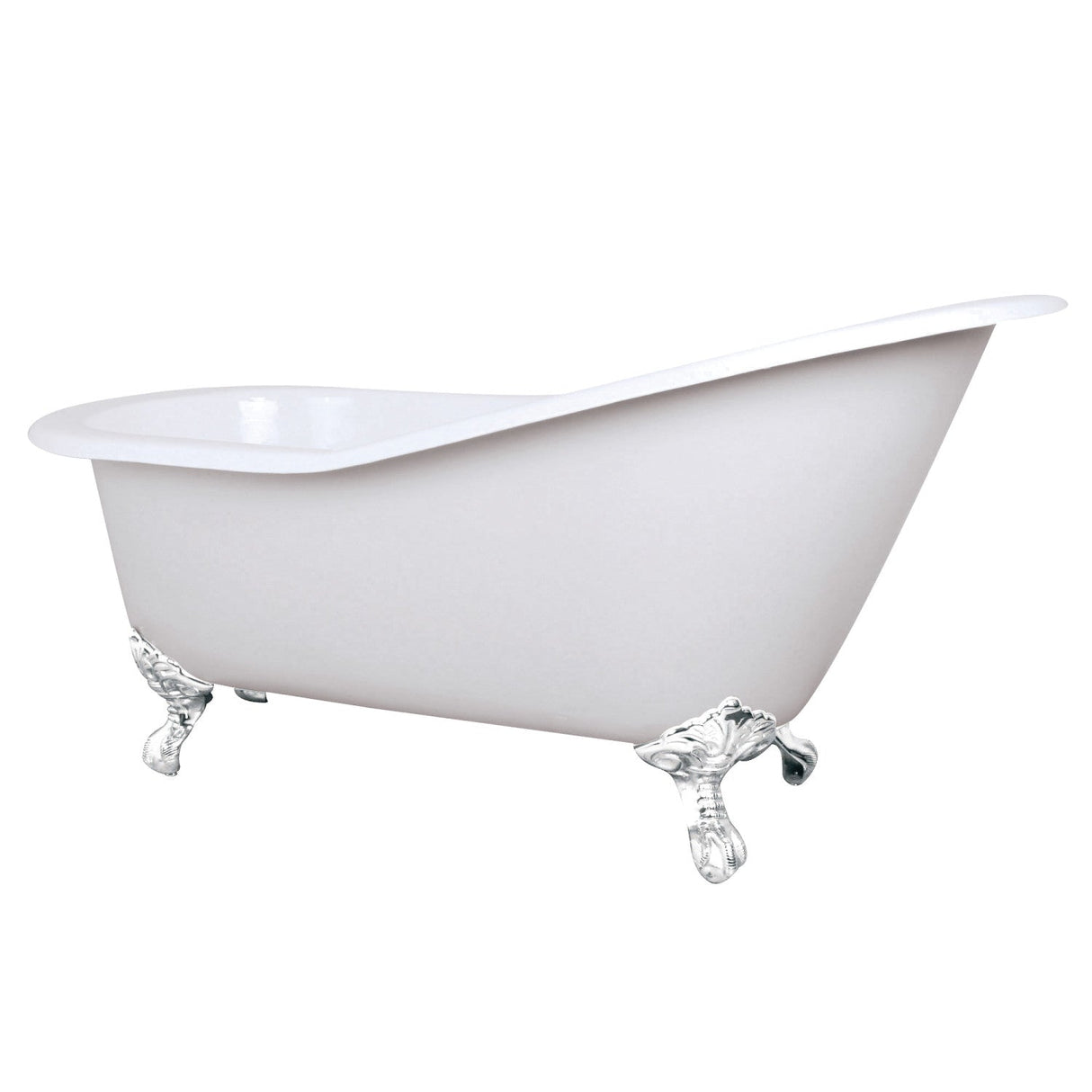 Aqua Eden NHVCTND653129BW 61-Inch Cast Iron Single Slipper Clawfoot Tub (No Faucet Drillings), White