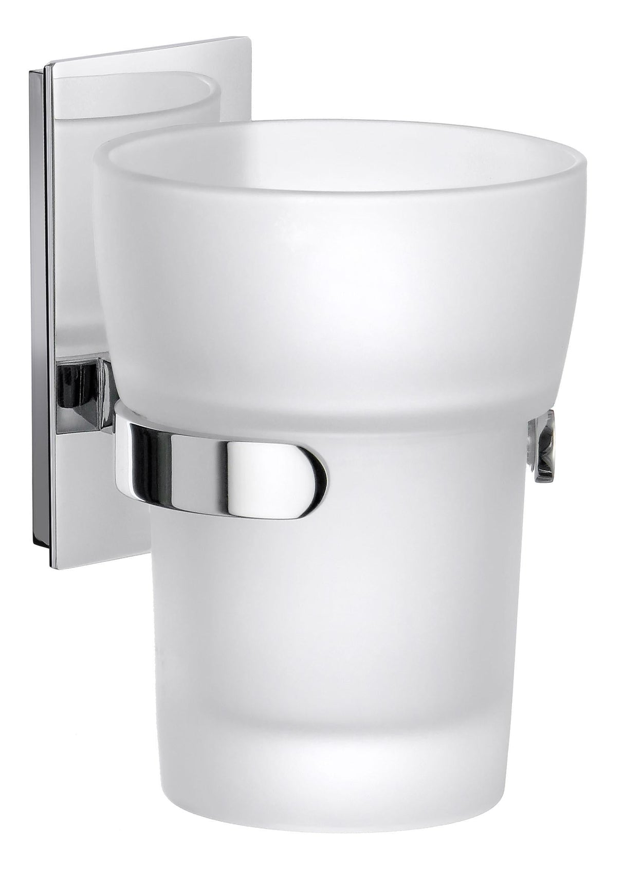 Smedbo Pool Holder with Frosted Glass Tumbler in Polished Chrome