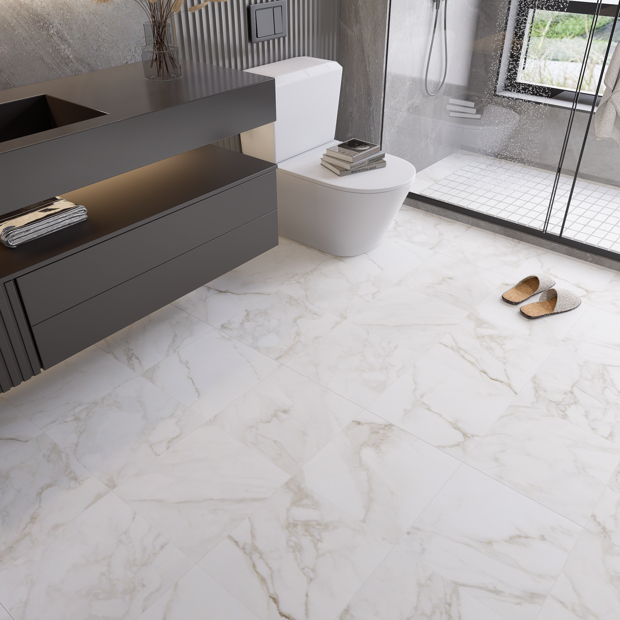 Anatolia 20X20 Lumino Calacatta Matte Porcelain Tile 4500-1073-0 Calacatta 20x20 - premium natural stone mosaic tile from Anatolia Tile, available at PoshHaus showroom in Keene, NH