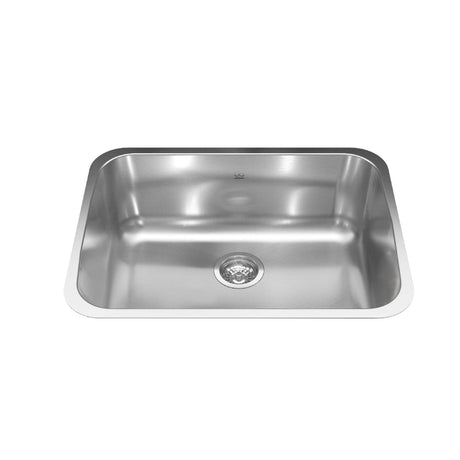 KINDRED NS1925U-9N Reginox 24.75-in LR x 18.75-in FB x 8.5-in DP Undermount Single Bowl Stainless Steel Kitchen Sink In Linear brushed Bowl with Silk Finished Rim