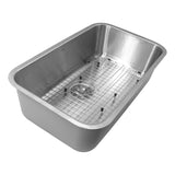 Nantucket Sinks' NS3018-10-16 30 Inch Large Rectangle Single Bowl Undermount Stainless Steel Kitchen Sink, 10 Inches Deep