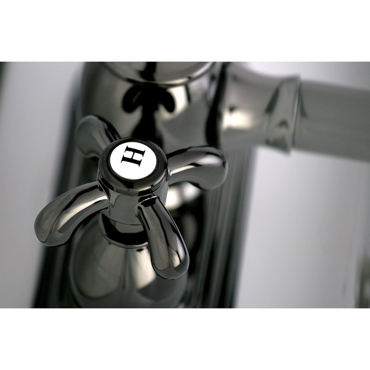 Water Onyx NS7000TX Two-Handle 3-Hole Deck Mount 4" Centerset Bathroom Faucet with Brass Pop-Up, Black Stainless Steel