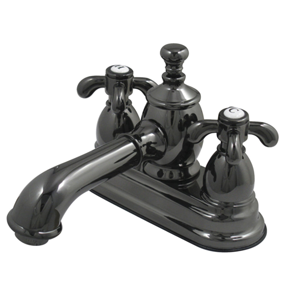 Water Onyx NS7000TX Two-Handle 3-Hole Deck Mount 4" Centerset Bathroom Faucet with Brass Pop-Up, Black Stainless Steel