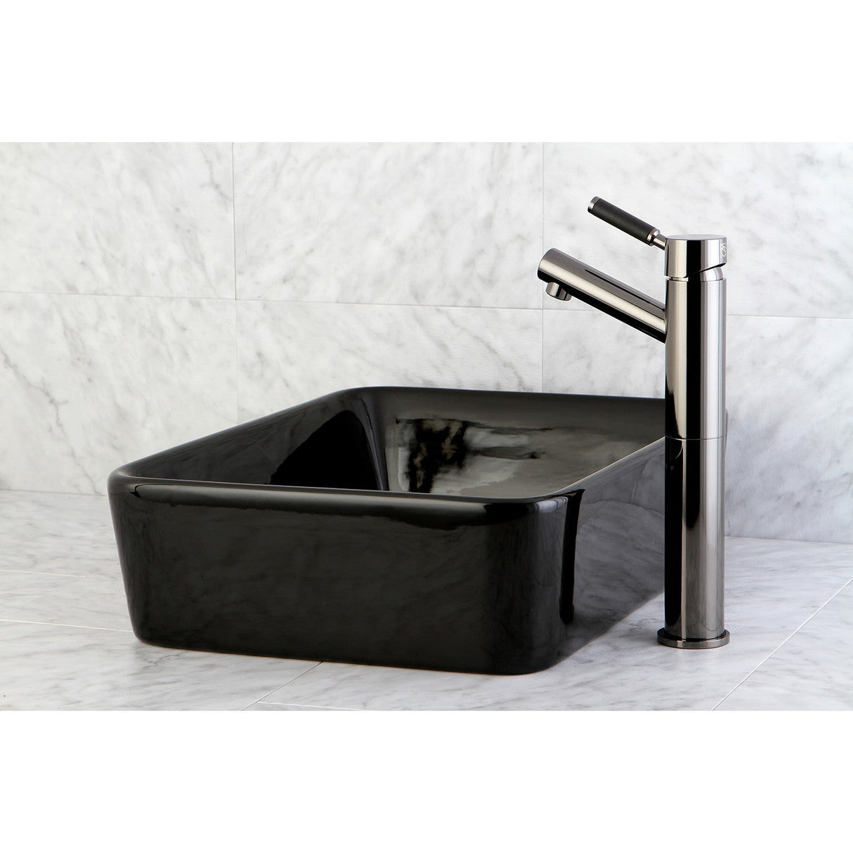 Water Onyx NS8410DKL Single-Handle 1-Hole Deck Mount Vessel Faucet, Black Stainless Steel