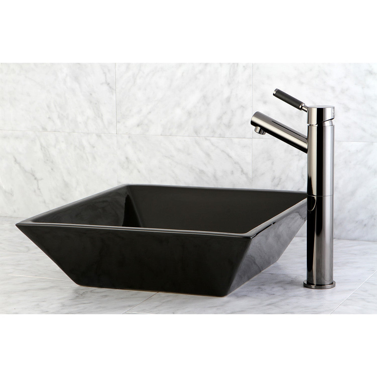 Water Onyx NS8410DKL Single-Handle 1-Hole Deck Mount Vessel Faucet, Black Stainless Steel