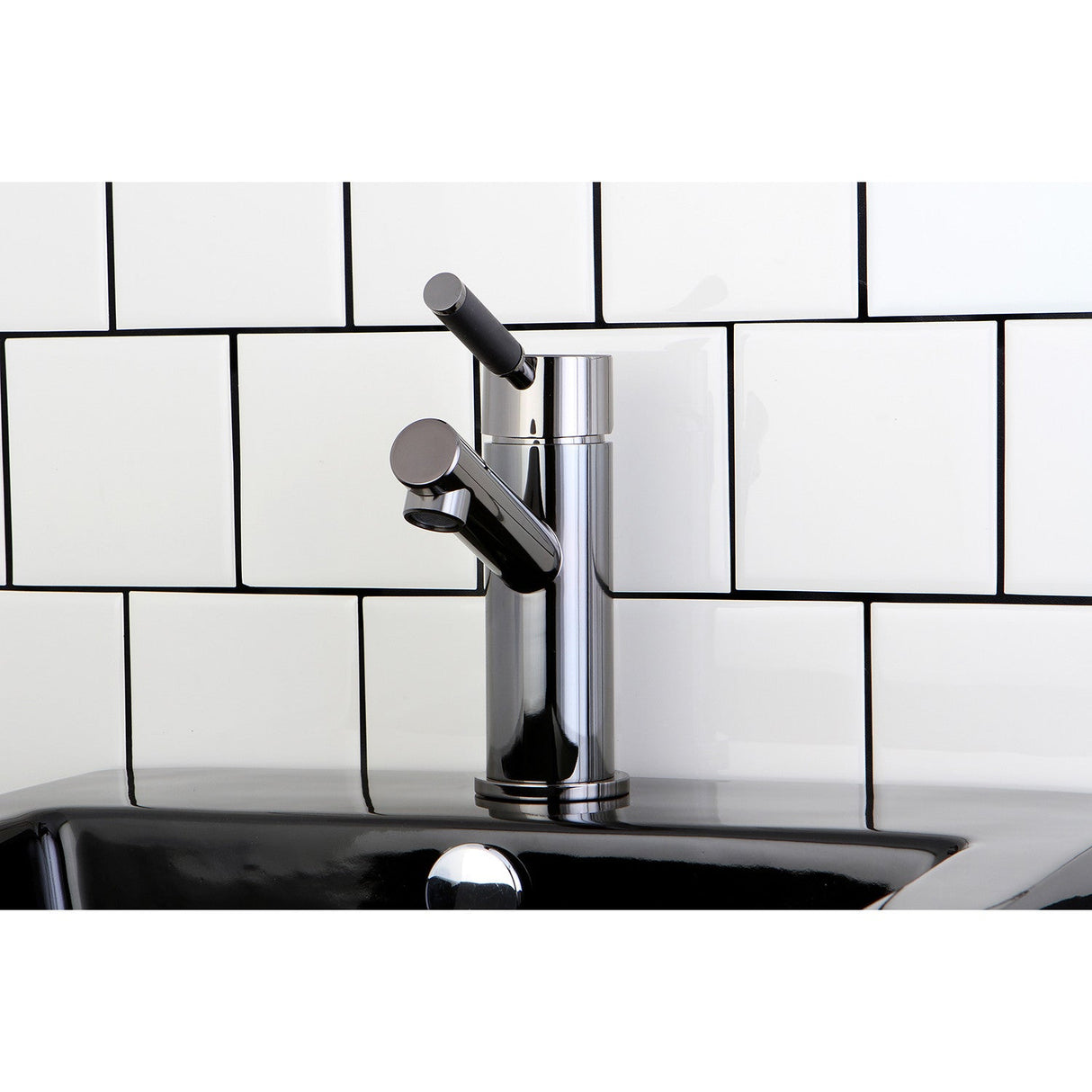 Water Onyx NS8420DKL Single-Handle 1-or-3 Hole Deck Mount Bathroom Faucet with Brass Pop-Up, Black Stainless Steel