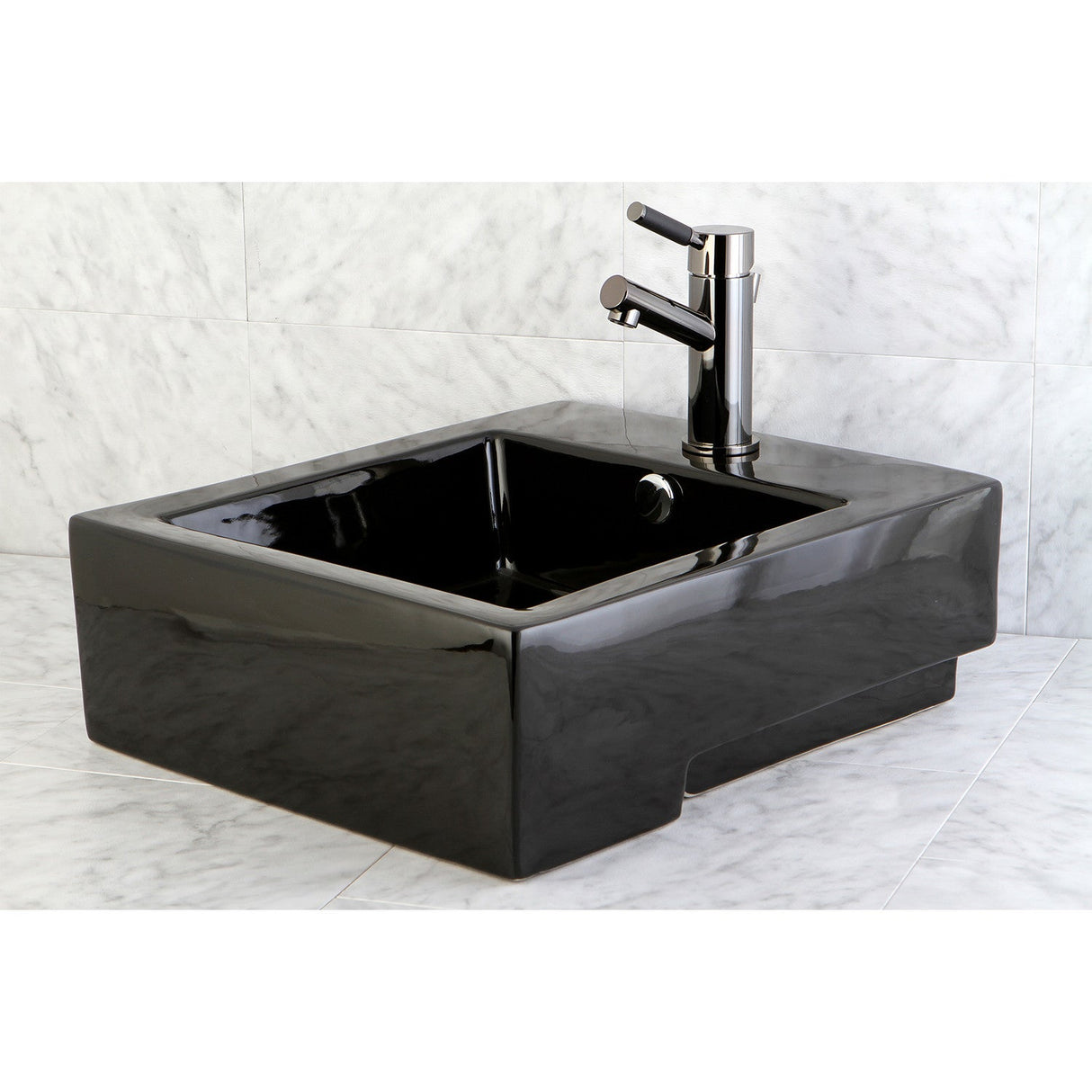 Water Onyx NS8420DKL Single-Handle 1-or-3 Hole Deck Mount Bathroom Faucet with Brass Pop-Up, Black Stainless Steel