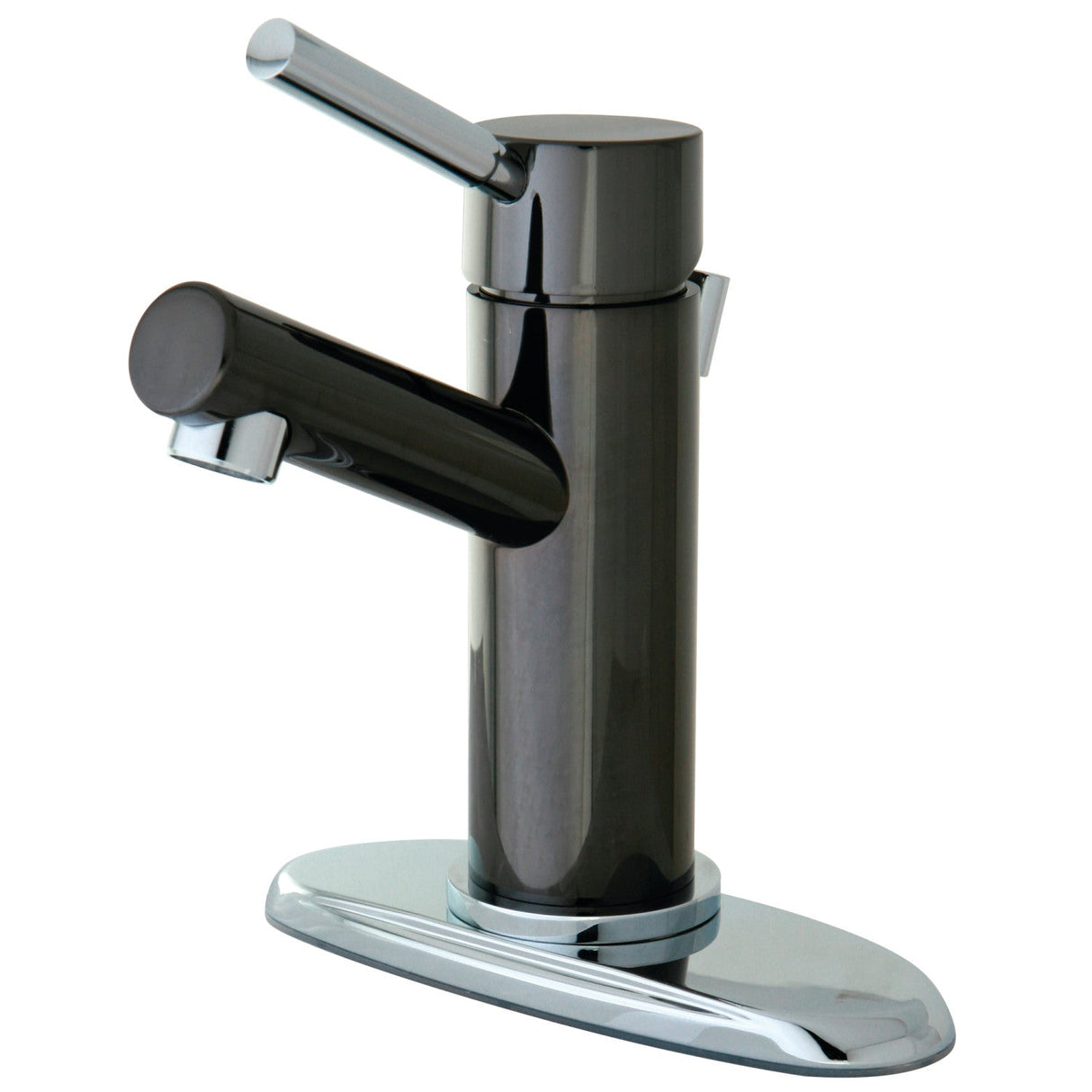 Water Onyx NS8427DL Single-Handle 1-or-3 Hole Deck Mount Bathroom Faucet with Brass Pop-Up, Black Stainless Steel/Polished Chrome