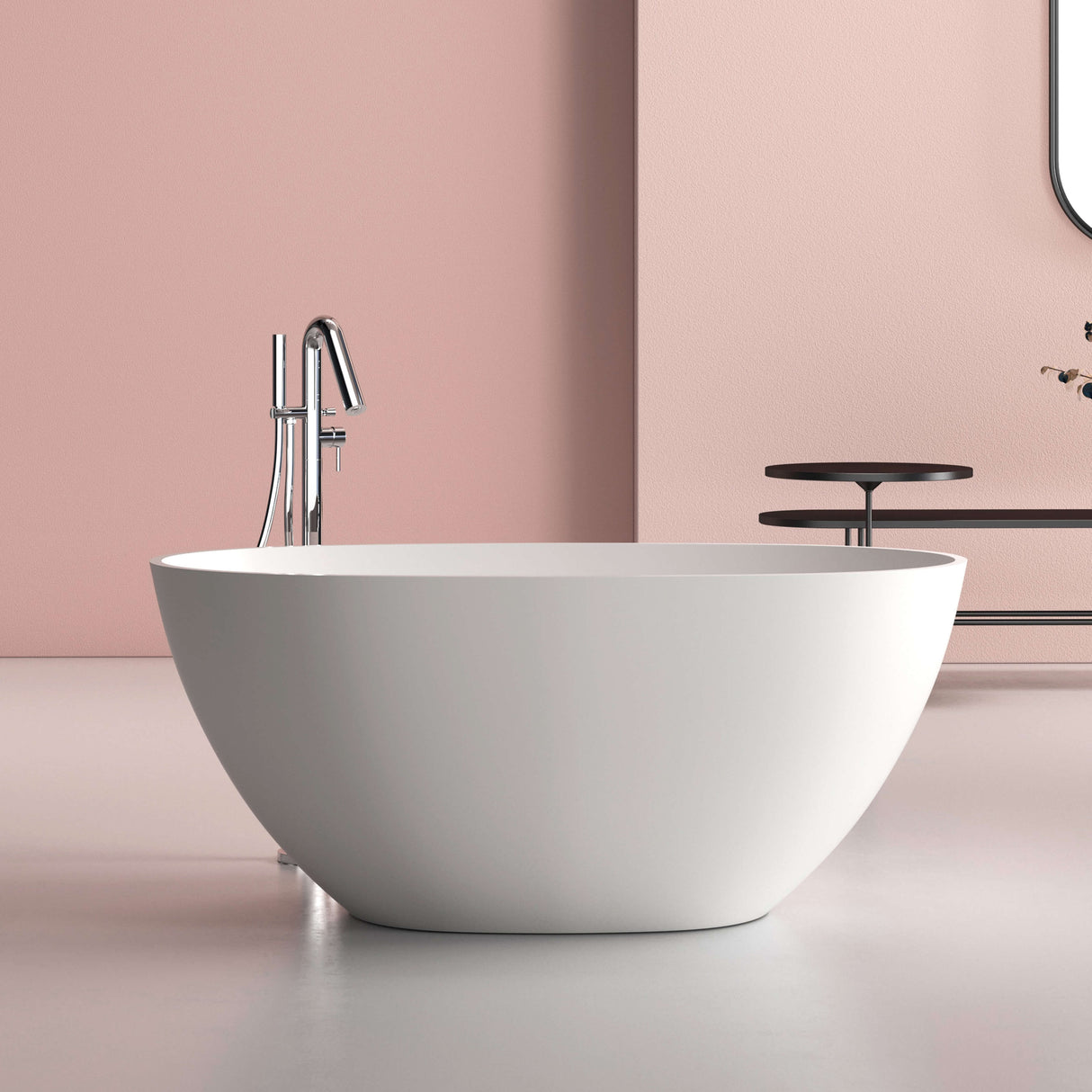 New England Home Goods Bondi 51" Freestanding Tub in White - Stone Resin Solid Surface