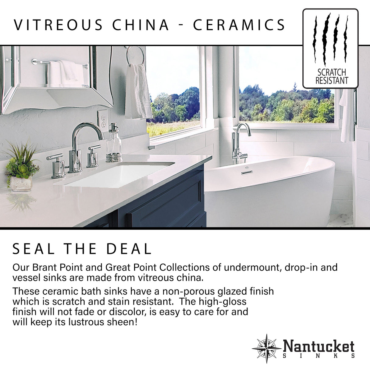 Nantucket Sinks UM-159-W Undermount Ceramic Sink In White