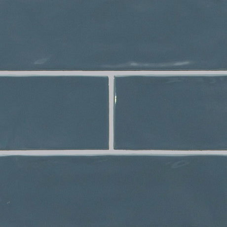 Urbano navy ceramic white subway tile 4x12 glossy  msi collection NURBNAV4X12 product shot angle view