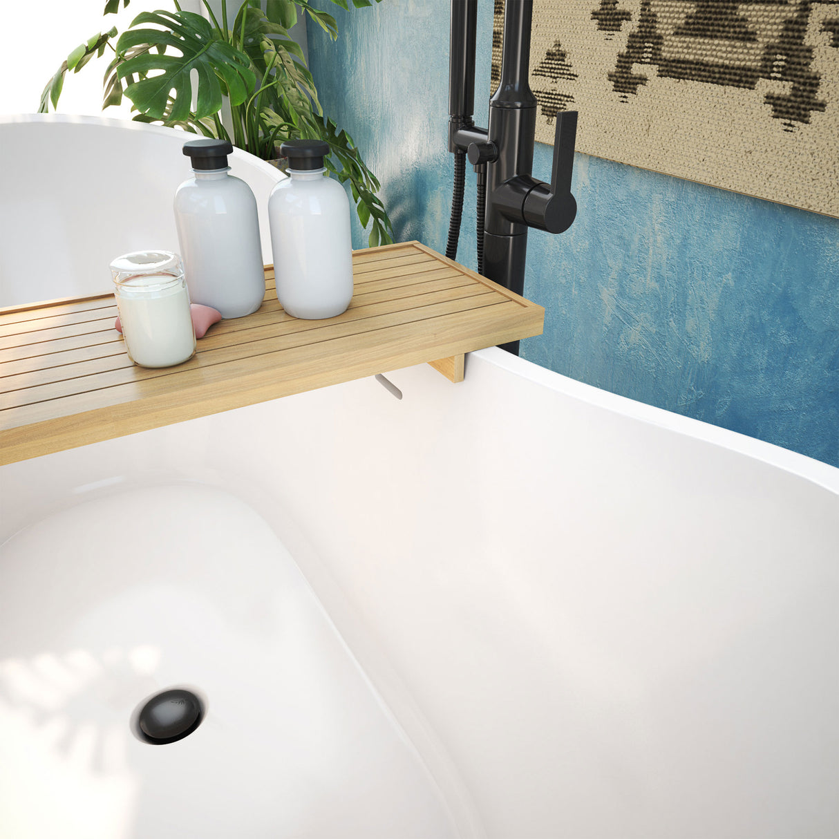 DreamLine Nile 59 in. L x 28 in. H Acrylic Freestanding Bathtub with Satin Black Finish