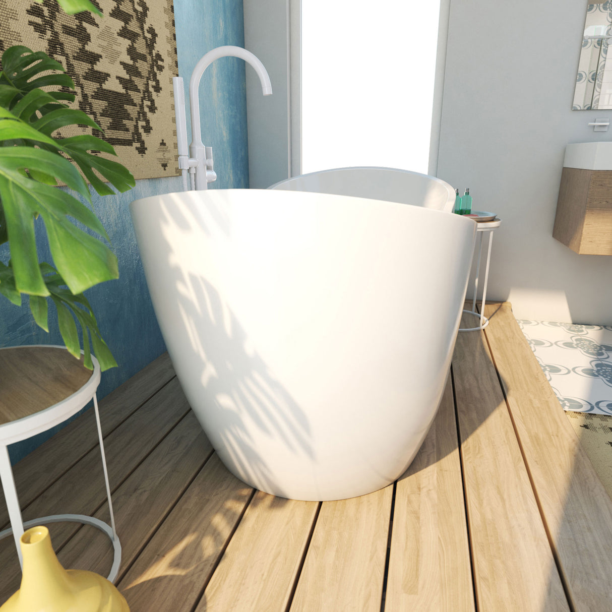 DreamLine Nile 59 in. L x 28 in. H Acrylic Freestanding Bathtub with White Finish