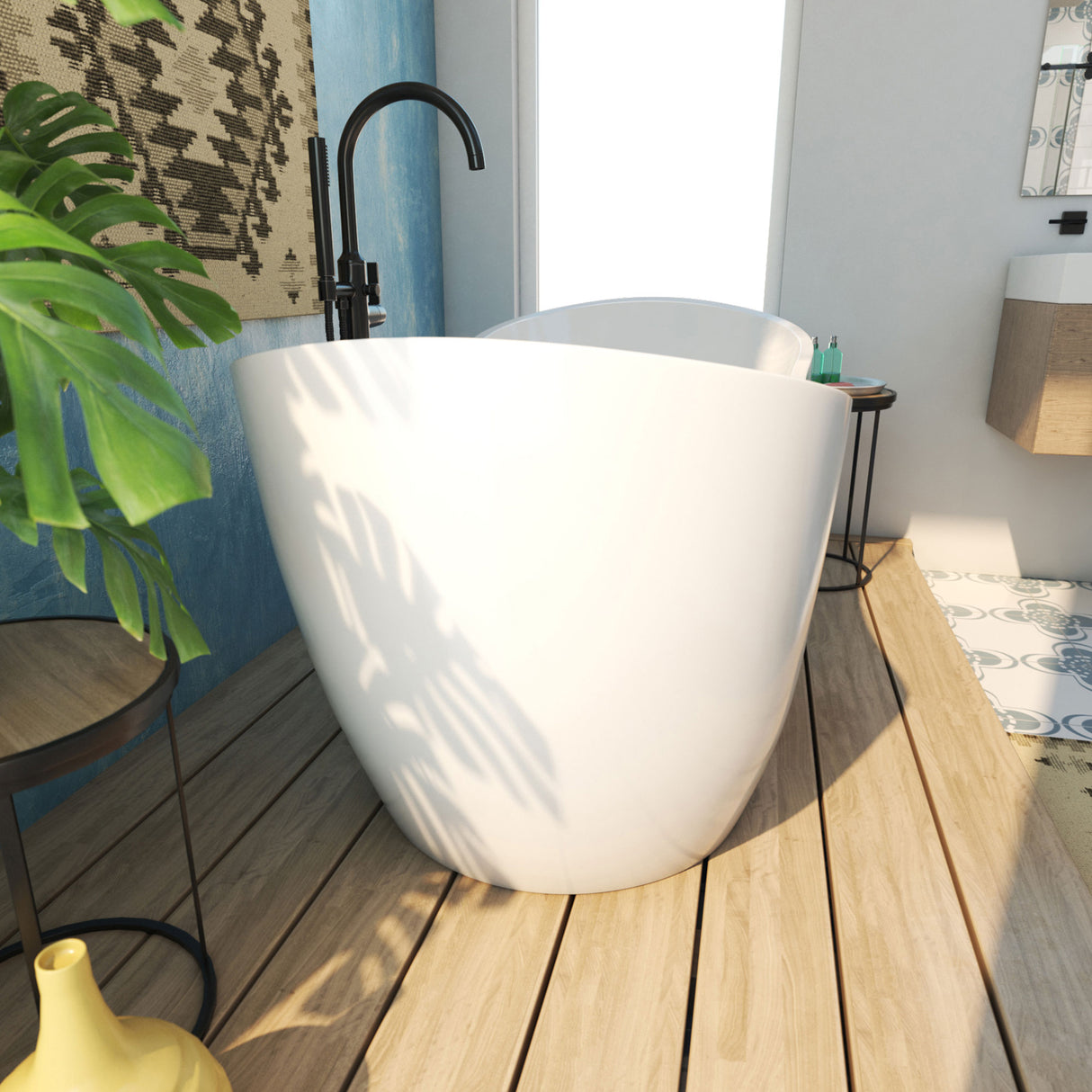 DreamLine Nile 59 in. L x 28 in. H Acrylic Freestanding Bathtub with Satin Black Finish