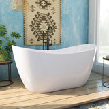 DreamLine Nile 59 in. L x 28 in. H Acrylic Freestanding Bathtub with Satin Black Finish