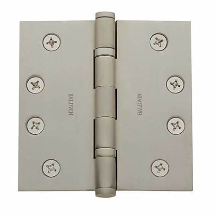Baldwin 1040.056.I 4"×4" square corner hinge in Lifetime Satin Nickel