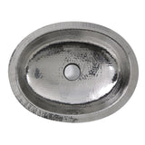 Nantucket Sinks OVS-OF  17.5 Inch x 13.75 Inch Hand Hammered Stainless Steel Oval Undermount Bathroom Sink With Overflow