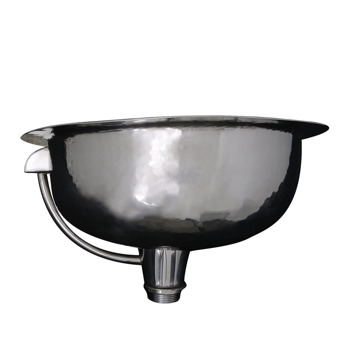 Nantucket Sinks OVS-OF 17.5 Inch x 13.75 Inch Hand Hammered Stainless Steel Oval Undermount Bathroom Sink With Overflow