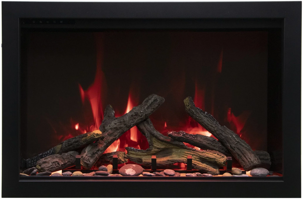 Amantii TRD-48 Traditional Smart Electric 48" Indoor / Outdoor WiFi Enabled Insert, Featuring a Multi Function Remote Control, Multi Flame Speeds, and Two 10 Piece Birch Log Set