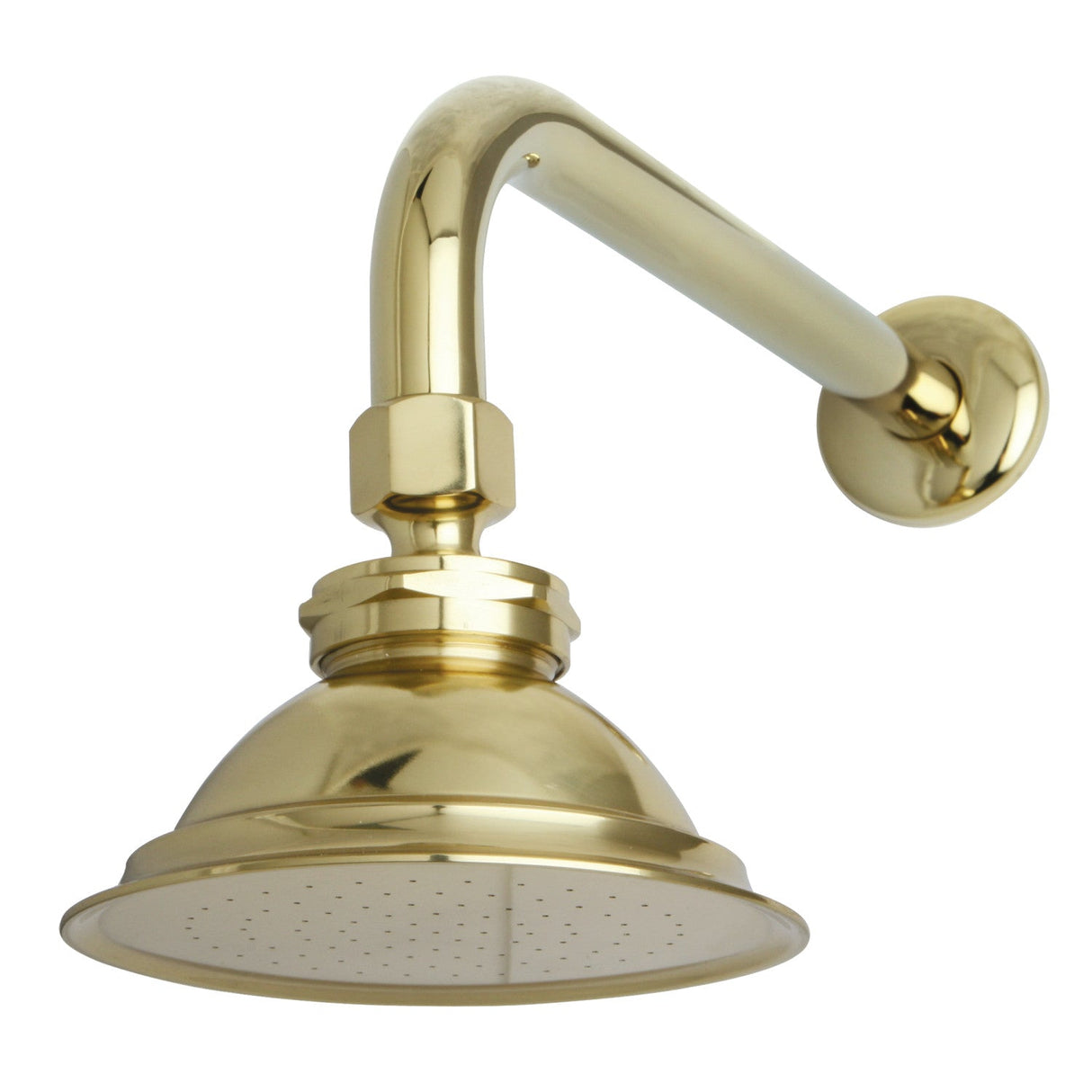 Victorian P10PBCK 4-7/8 Inch Brass Shower Head with 12-Inch Shower Arm, Polished Brass