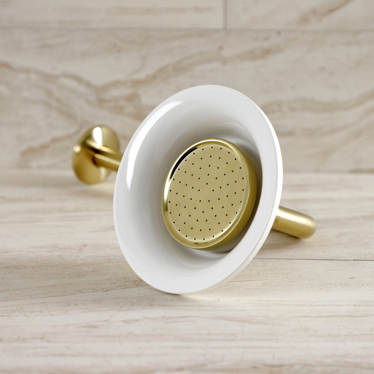 Victorian P60SBCK 6-1/4 Inch Ceramic Shower Head with 12-Inch Shower Arm, Brushed Brass