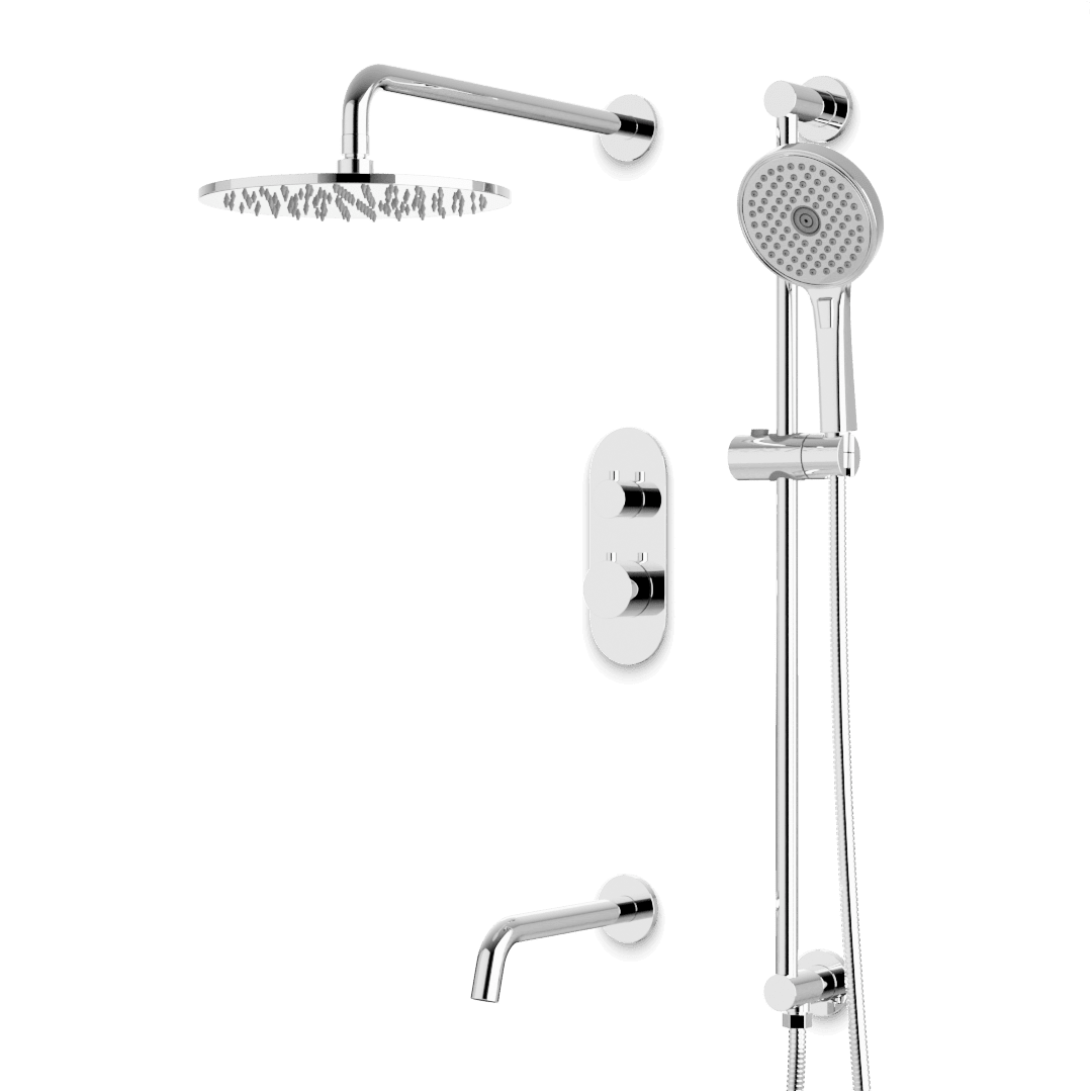Artos Opera Thermostatic Shower Trim Kit with Hand Shower on Slide Bar, Tub Filler in Chrome – Wide Control Trim Style – PS116CH