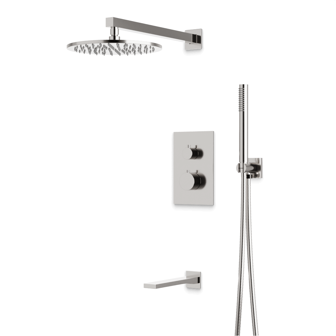 Artos Otella Thermostatic Shower Trim Kit with Hand Shower, Tub Filler in Brushed Nickel – Wide Control Trim Style – PS121BN