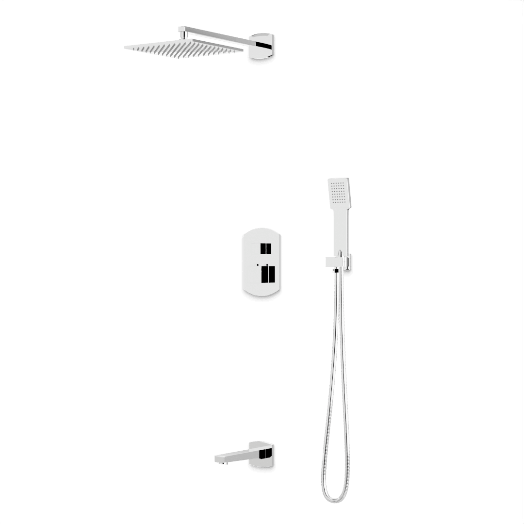 Artos Transitional Thermostatic Shower Trim Kit with Wall Mount Shower Head, Hand Shower, Tub Filler in Chrome – PS122CH