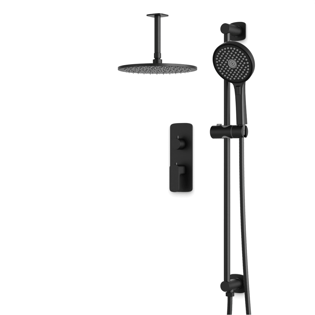 Artos Harmony Thermostatic Shower Trim Kit with Hand Shower on Slide Bar in Matte Black – 8" Shower Head Size – PS136W8TRBK
