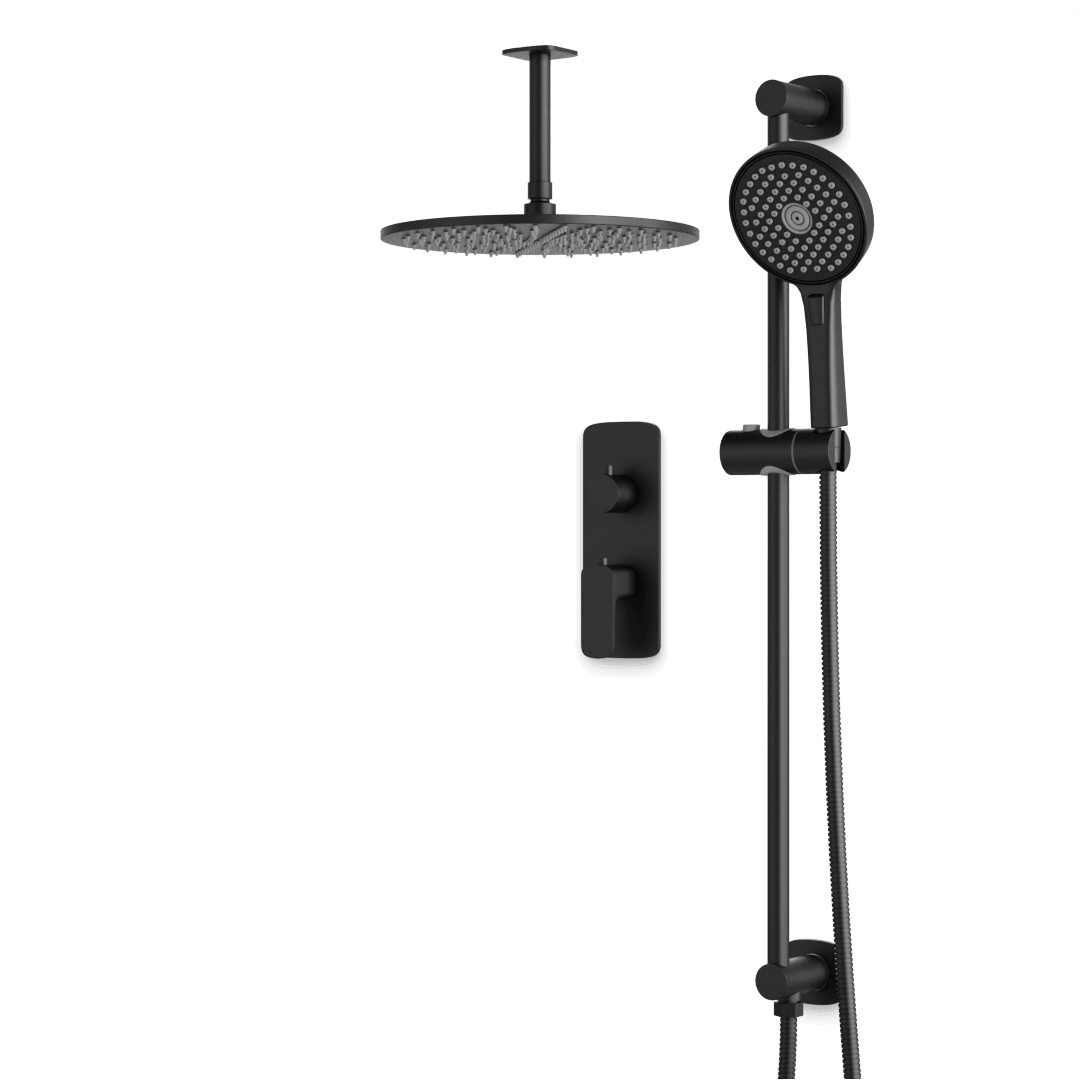 Artos Harmony Thermostatic Shower Trim Kit with Hand Shower on Slide Bar in Matte Black – 8" Shower Head Size – PS136W8TRBK